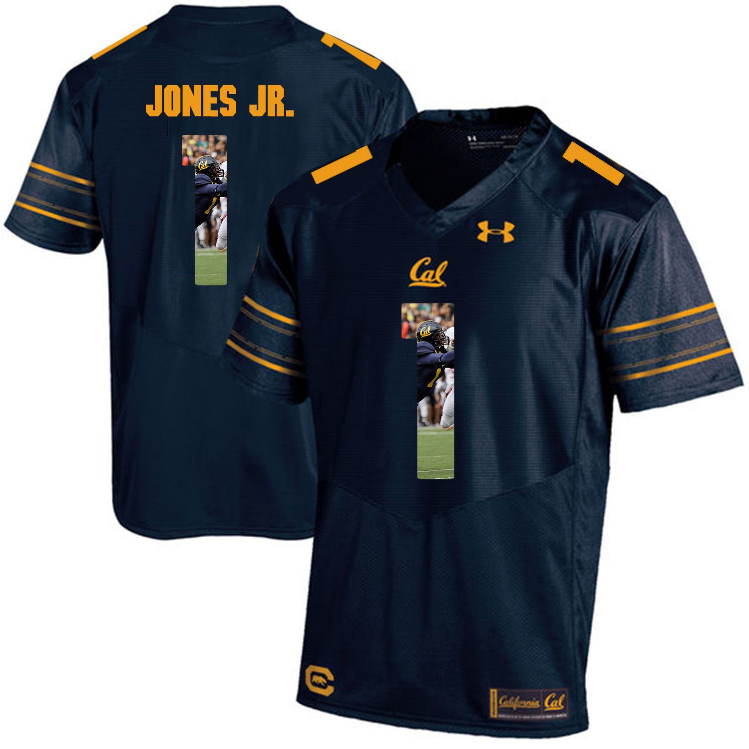 Men California Golden Bears #1 Marvin Jones Jr. Dark blue Customized NCAA Jerseys